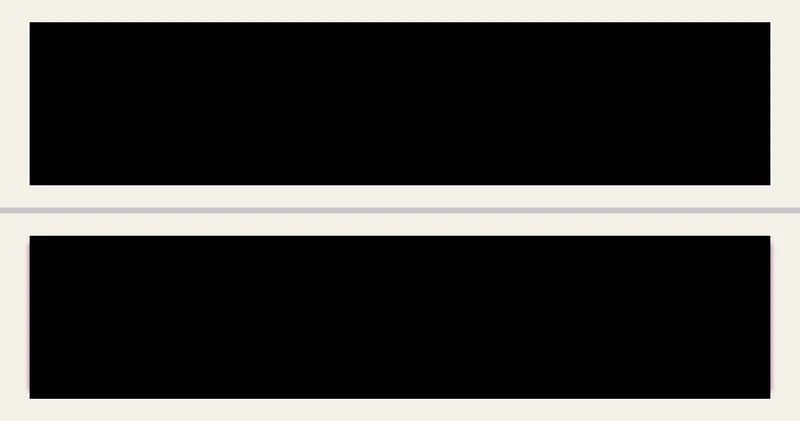 The red title card twice: plain above, and below blurred and tinted toward blue