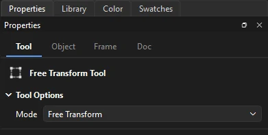 Free Transform tool settings with a Mode option
